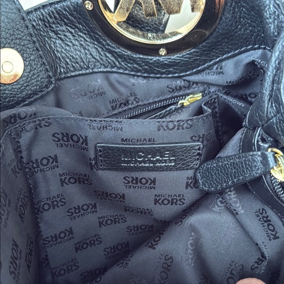 Michael Kors Black Pebbled Leather Tote with Gold Accents - Picture 10 of 10